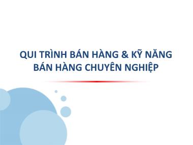 Qui trình bán hàng và kỹ năng bán hàng chuyên nghiệp