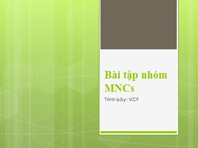 Tài chính công ty đa quốc gia - Bài tập nhóm: MNC