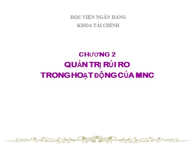 Tài chính công ty đa quốc gia - Chương 2: Quản trị rủi ro trong hoạt động của MNC