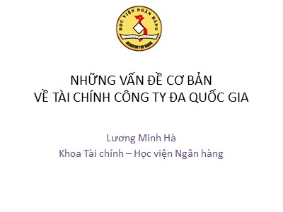 Tài chính công ty đa quốc gia - Những vấn đề cơ bản về tài chính công ty đa quốc gia