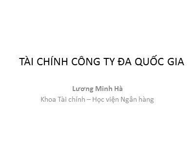 Tài chính công ty đa quốc gia - Tài chính công ty đa quốc gia