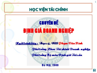 Tài chính doanh nghiệp - Chuyên đề Định giá doanh nghiệp