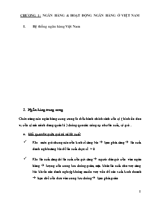 Tài chính ngân hàng - Chương 1: Ngân hàng và hoạt động ngân hàng ở Việt Nam