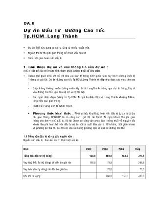 Tài chính ngân hàng - Dự án: Đầu tư đường cao tốc Tp. HCM - Long Thành