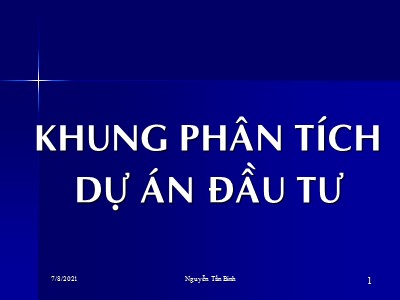 Tài chính ngân hàng - Khung phân tích dự án đầu tư