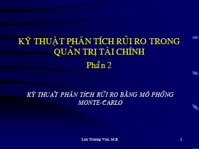 Tài chính ngân hàng - Kỹ thuật phân tích rủi ro trong quản trị tài chính