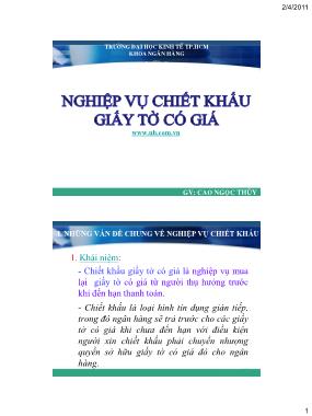 Tài chính ngân hàng - Nghiệp vụ chiết khấu giấy tờ có giá trị