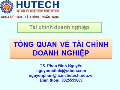 Tài chính ngân hàng - Tổng quan về tài chính doanh nghiệp