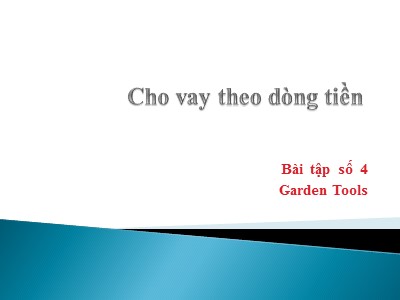 Tài chính tiền tệ - Cho vay theo dòng tiền (tiếp)