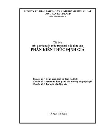 Tài liệu Bồi dưỡng kiến thức định giá bất động sản phần kiến thức định giá