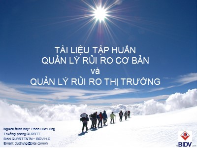 Tài liệu tập huấn quản lý rủi ro cơ bản và quản lý rủi ro thị trường