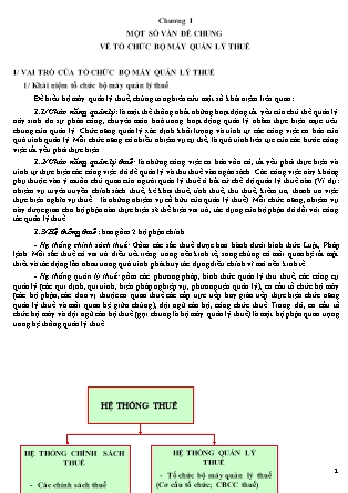 Tài liệu Thuế - Chương I: Một số vấn đề chung về tổ chức bộ máy quản lý thuế