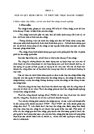 Tài liệu Thuế - Phần I: Một số quy định chung về thuế thu nhập doanh nghiệp