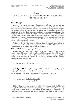 Thẩm định đầu tư phát triển - Chương 11: Ước lượng giá kinh tế khi có nhiều thị trường biến dạng bị ảnh hưởng