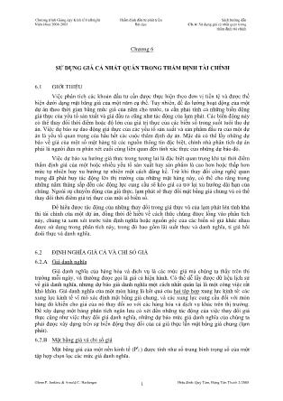 Thẩm định đầu tư phát triển - Chương 6: Sử dụng giá cả nhất quán trong thẩm định tài chính