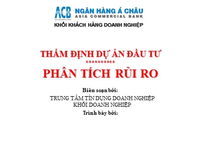 Thẩm định dự án đầu tư - Phân tích rủi ro