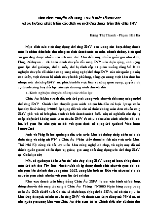 Thanh toán qua tài chính tín dụng - Tình hình chuyển đổi sang EMV ở một số khu vực và xu hướng phát triển các dịch vụ mới ứng dụng trên thẻ chip EMV