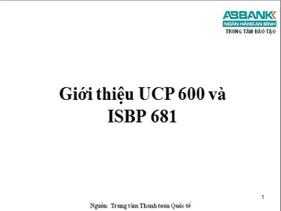 Thanh toán quốc tế - Giới thiệu UCP 600 và ISBP 681