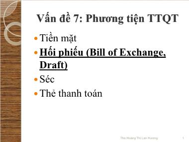 Thanh toán quốc tế - Phương tiện thanh toán quốc tế