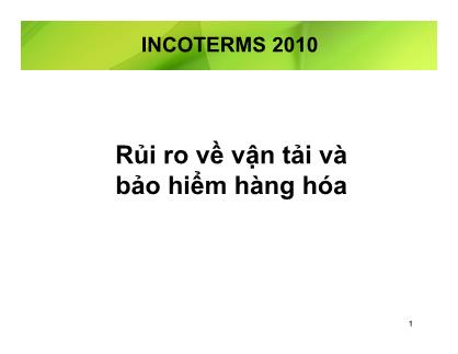 Thanh toán quốc tế - Rủi ro về vận tải và bảo hiểm hàng hóa