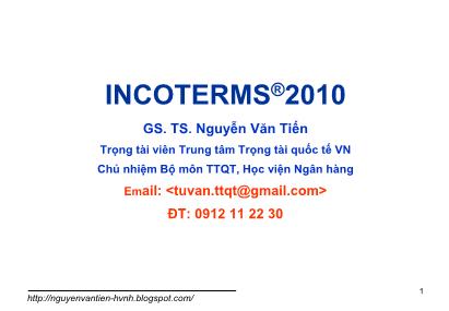 Thanh toán quốc tế trong ngoại thương - Bài 3: Các điều kiện thương mại quốc tế