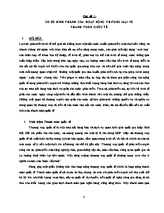 Thanh toán quốc tế trong ngoại thương - Chủ đề 1: Cơ sở hình thành của hoạt động thương mại và thanh toán quốc tế