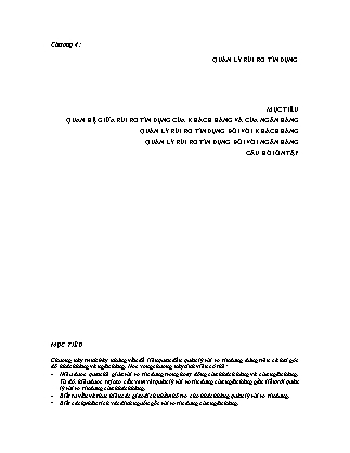 Tín dụng ngân hàng - Chương 4: Quản lý rủi ro tín dụng