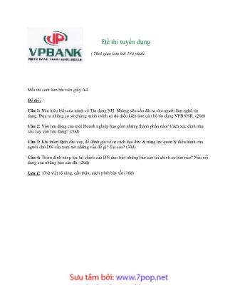 Đề thi tuyển dụng ngân hàng VP bank